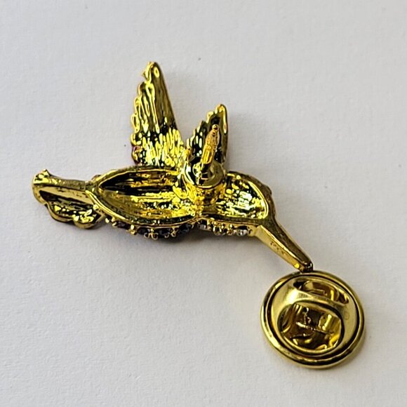 Hummingbird Brooch Pin Orange Rhinestone Hummingbird Pin Glitter Small Brooch - Picture 8 of 11